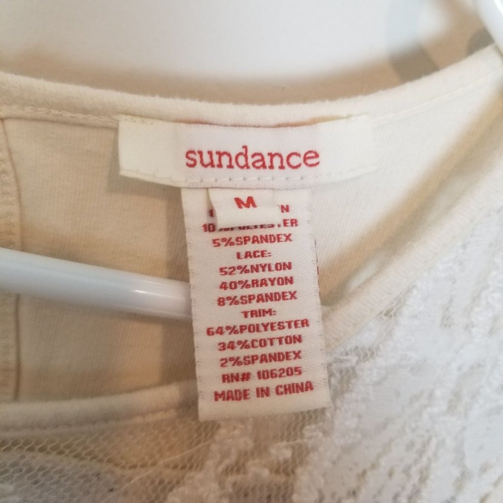 Sundance Womens M Ivory French Terry Knit Lace Sle - Picture 6 of 9